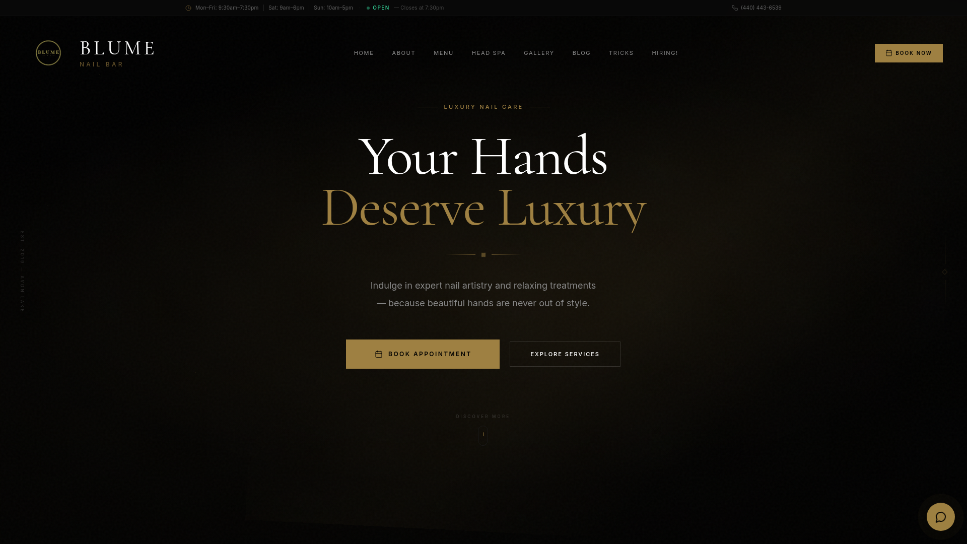 Blume Nail Bar Avon Lake website screenshot