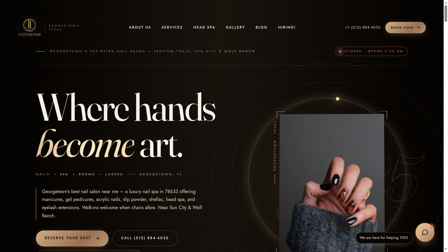 Luxx Nail Bar Georgetown website screenshot